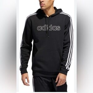Adidas Hooded Sweatshirt Pullover Hoodie Black White 3 Stripe Size Medium
